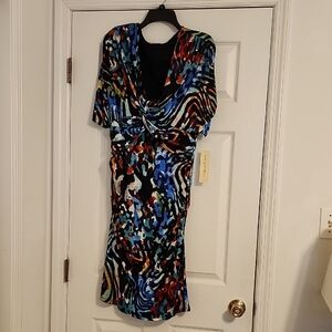 Maggy London Colorful Abstract Midi Dress